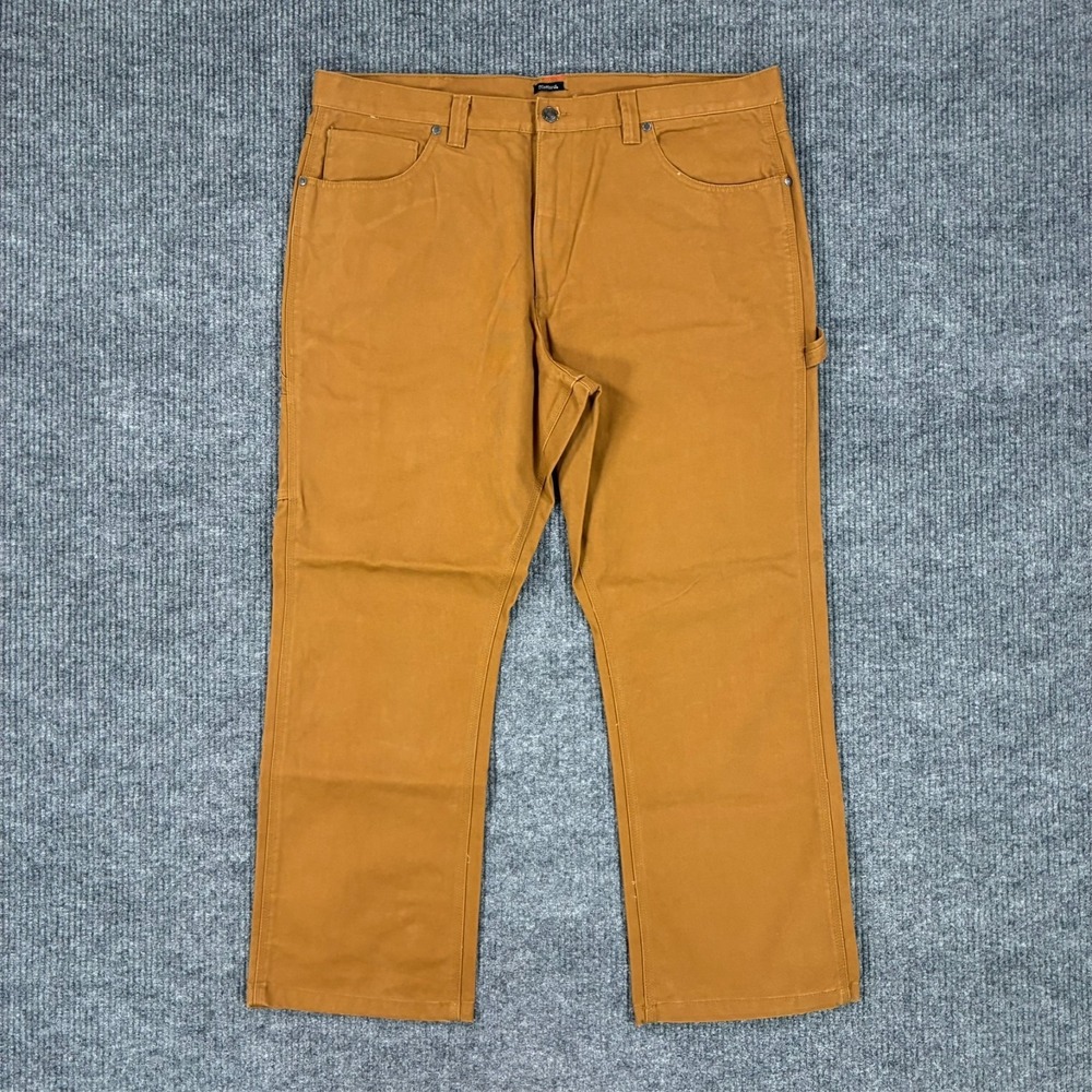 DieHard Carpenter Work Pants Mens 42x32 Brown Utility Canvas Workwear Straight